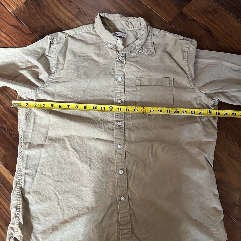 Sonoma Men's Button Down Shirt Beige Khaki Cotton Size XL - Picture 8 of 10